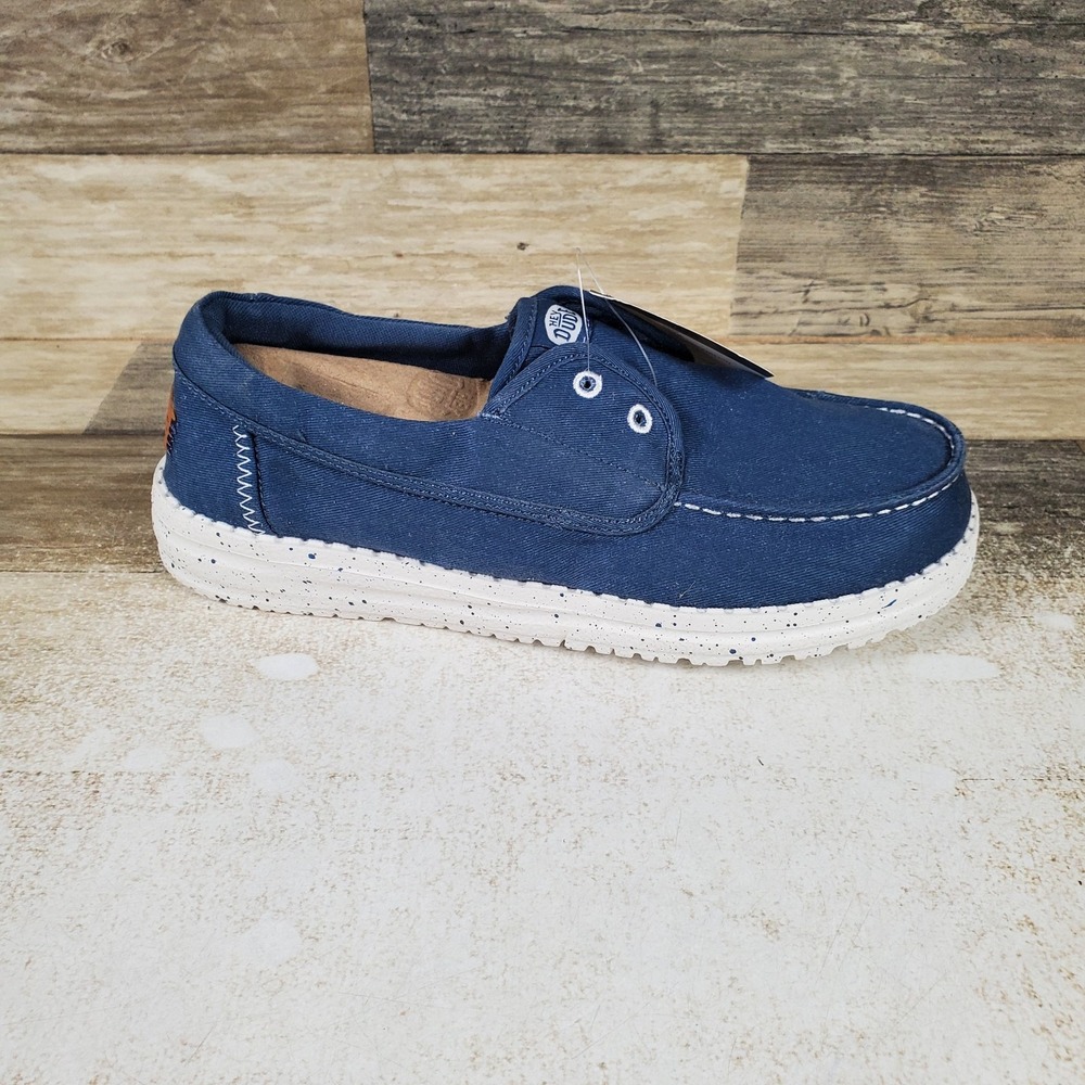 Hey Dude Wendy Cru Stretch Canvas Womens Loafer Shoes Sz 7 Ensign Blue Slip On